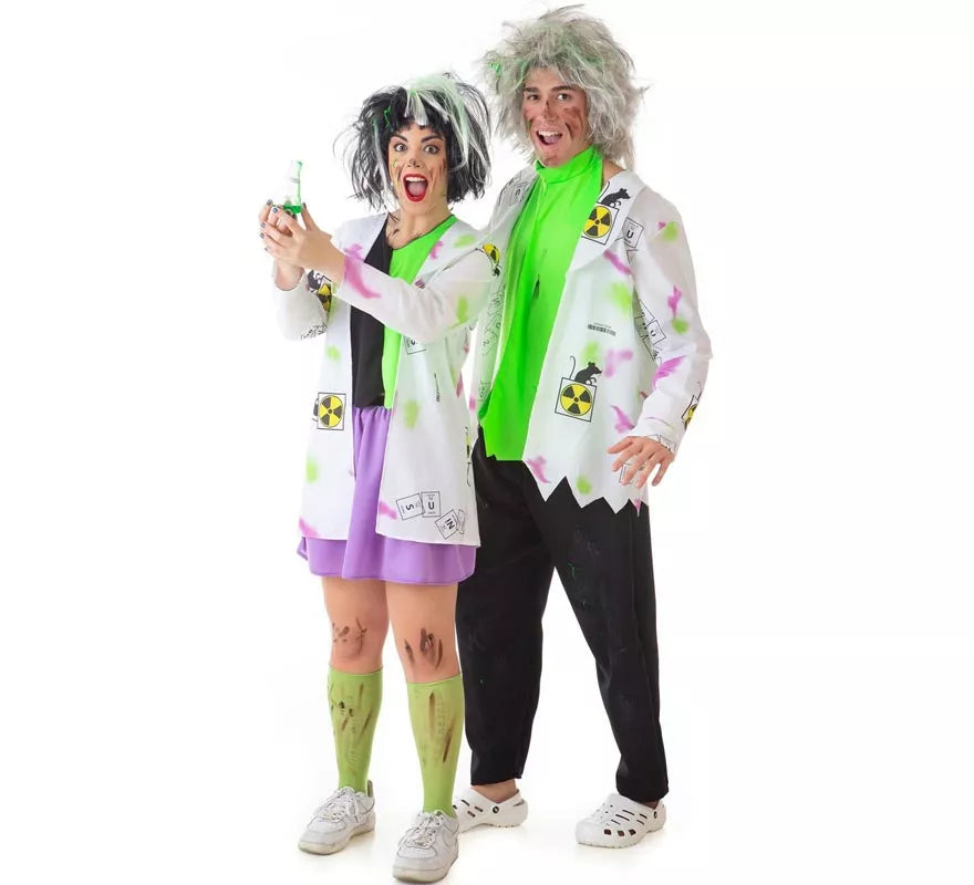 Translation missing: en.Disfraz de Científica Loca blanco y verde para mujer