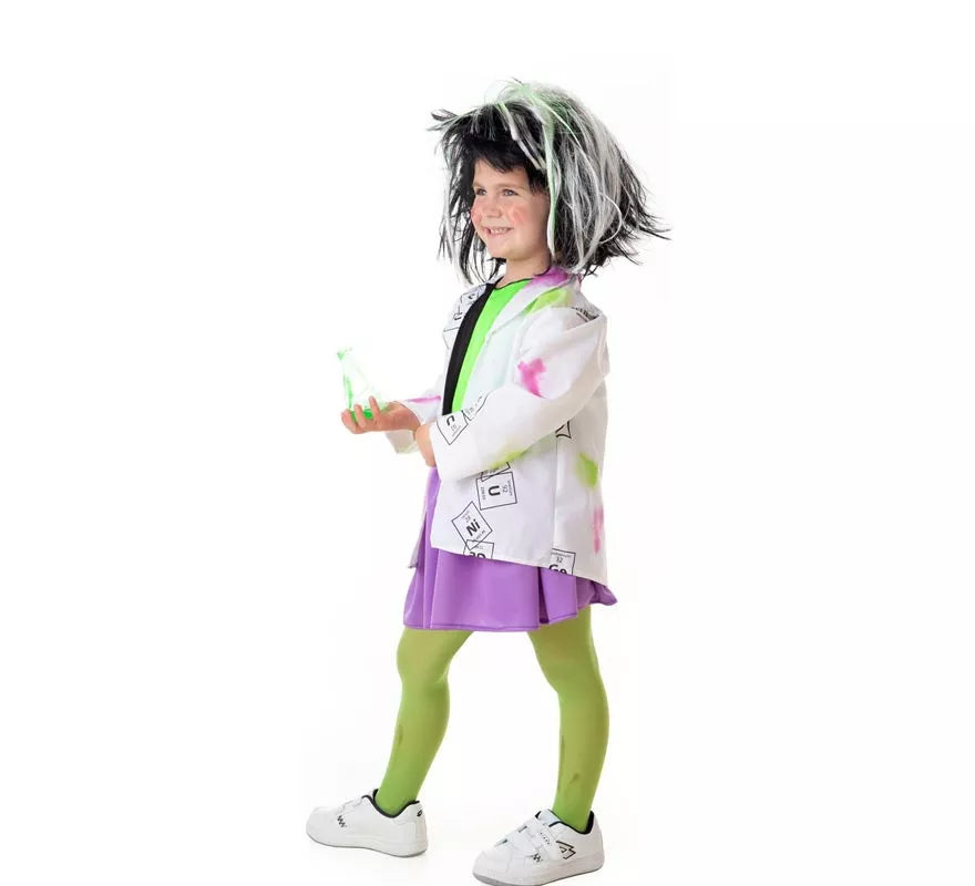 Translation missing: en.Disfraz de Científica Loca blanco y verde para niña