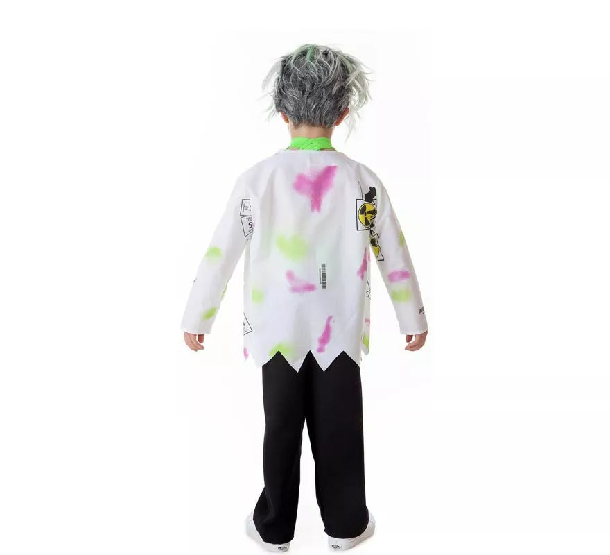 Disfraz de Científico Loco blanco y verde para niño