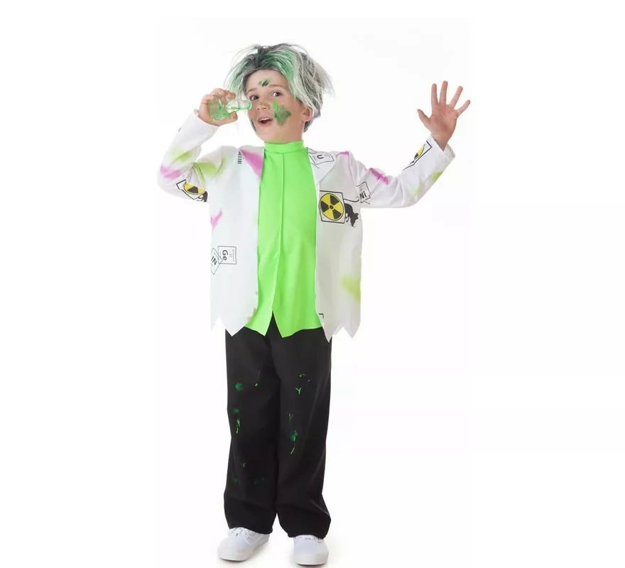 Translation missing: en.Disfraz de Científico Loco blanco y verde para niño