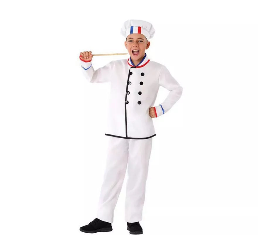 Translation missing: en.Disfraz de Cocinero Blanco con gorro para niño