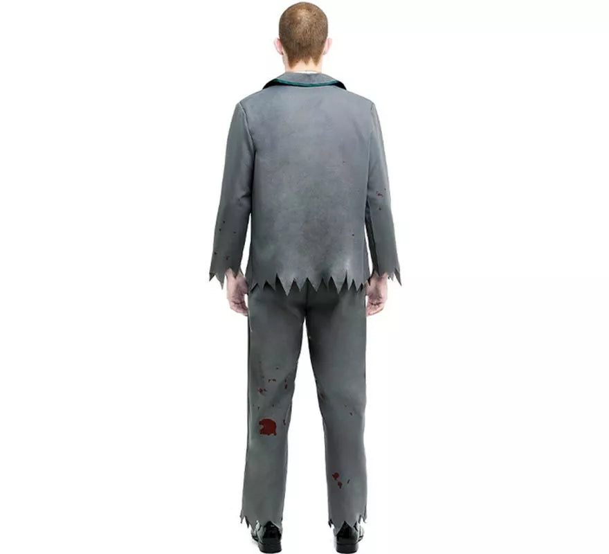 Disfraz de Colegial Zombie gris con chaqueta para hombre