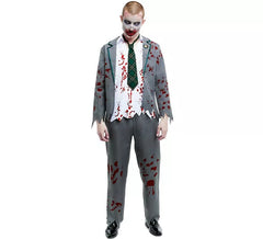 Men's Grey Zombie Schoolboy Costume with Jacket