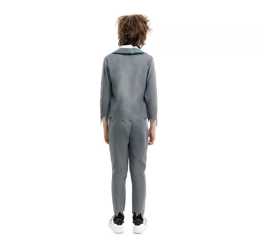 Translation missing: en.Disfraz de Colegial Zombie gris con chaqueta para niño