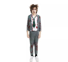Grey Zombie Schoolboy Costume with Jacket for Boys