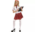 Disfraz de Colegiala blanco y rojo con corbata para mujer