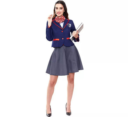 Disfraz de Colegiala Moderno Azul para mujer