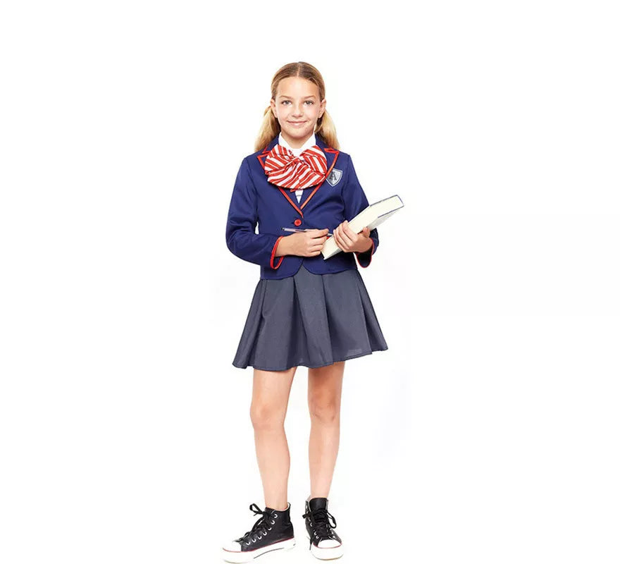 Disfraz de Colegiala Moderno Azul para niña