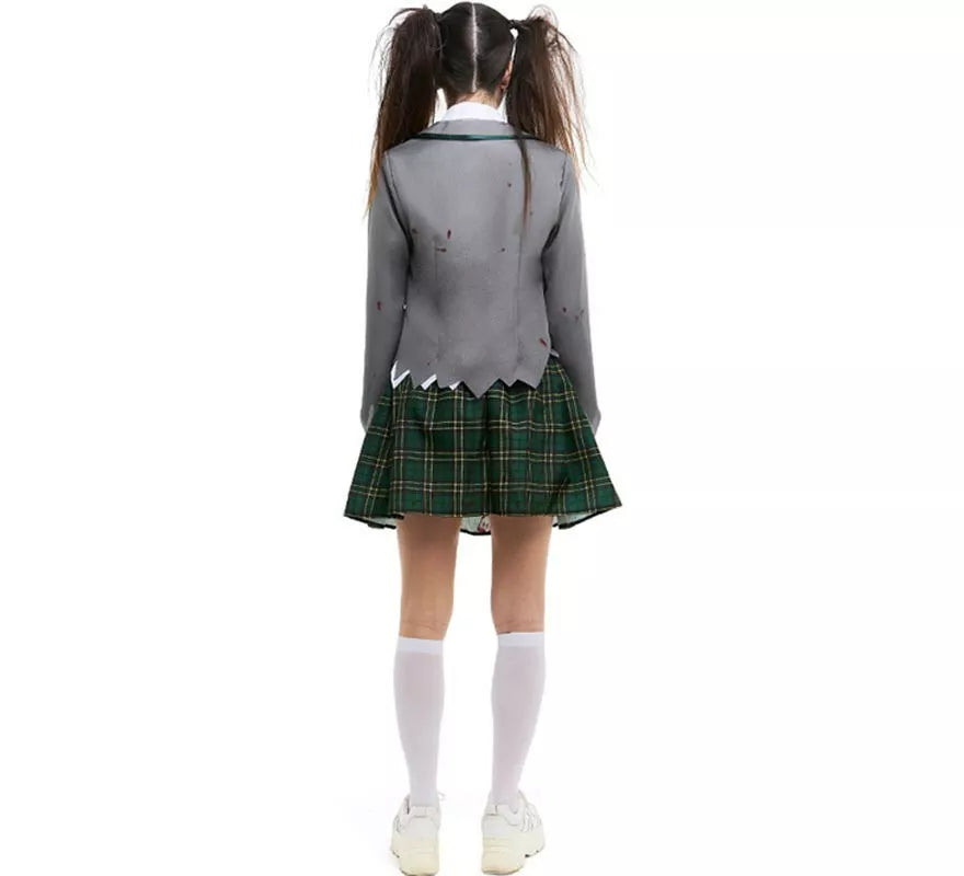 Translation missing: en.Disfraz de Colegiala Zombie gris con chaqueta para mujer