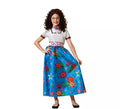 Disfraz de Colombiana azul floral con cinturón para niña