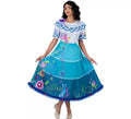 Disfraz de Colombiana azul y blanco floral para mujer