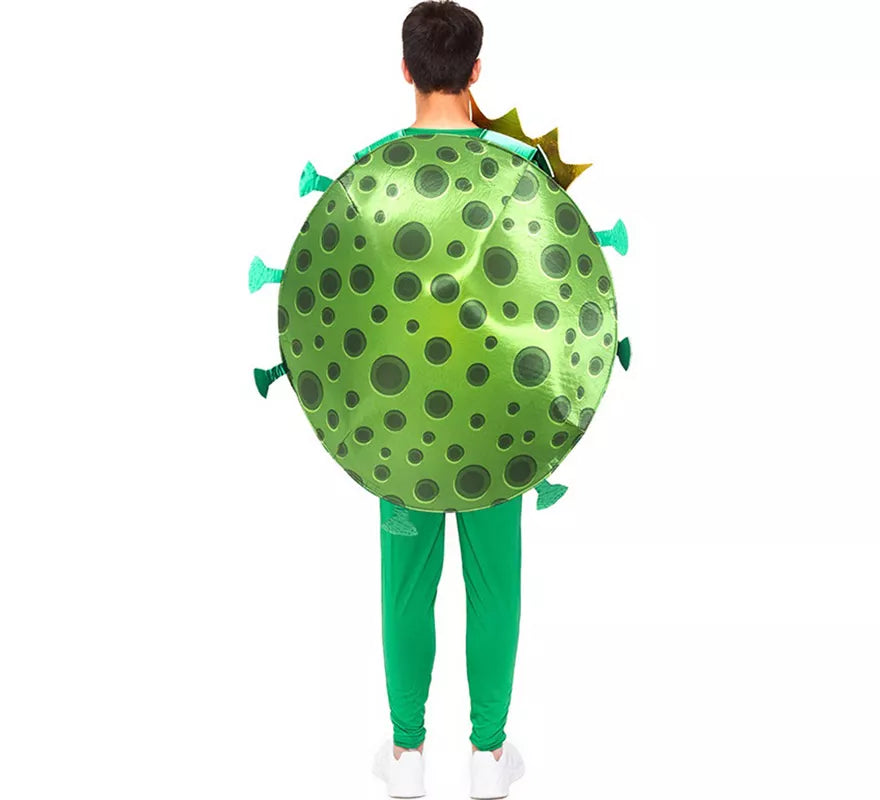 Translation missing: en.Disfraz de Coronavirus verde con Corona para adulto