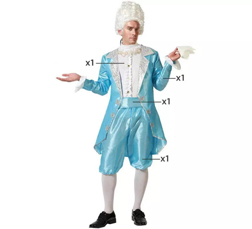 Translation missing: en.Disfraz de Cortesano azul para hombre