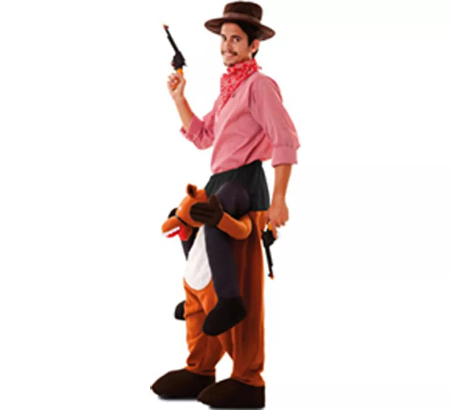 Disfraz de Cowboy a hombros de Caballo para adultos