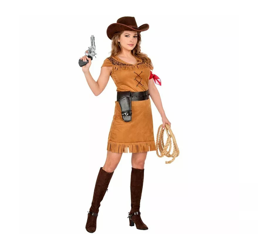 Disfraz de Cowgirl marrón para mujer