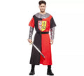 Disfraz de Cruzado Medieval Rojo y Negro para hombre
