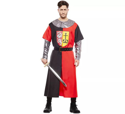 Disfraz de Cruzado Medieval Rojo y Negro para hombre