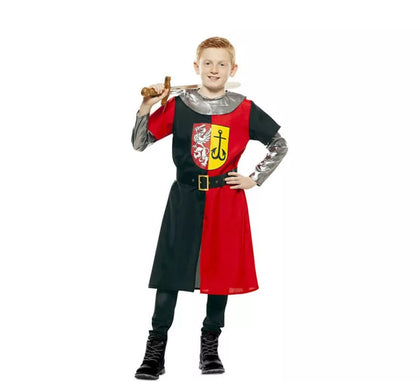 Disfraz de Cruzado Medieval Rojo y Negro para niño