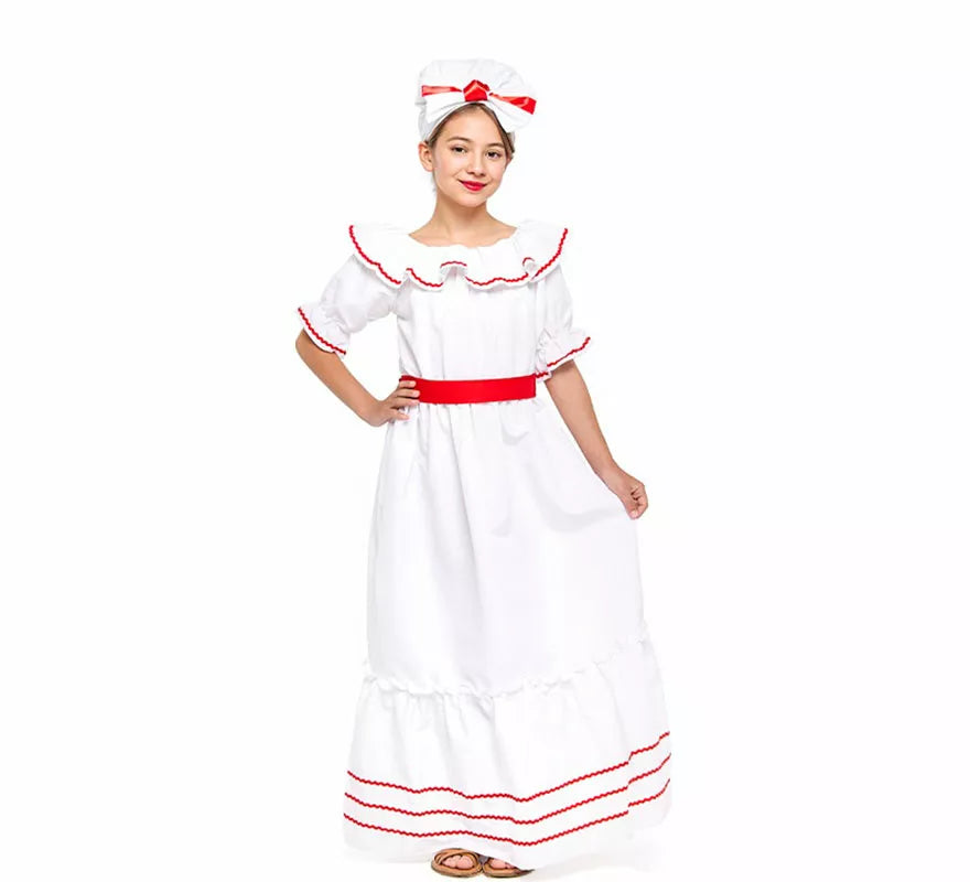 Translation missing: en.Disfraz de Cubana blanco para niña