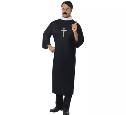 Disfraz de Cura Católico color Negro para Hombre