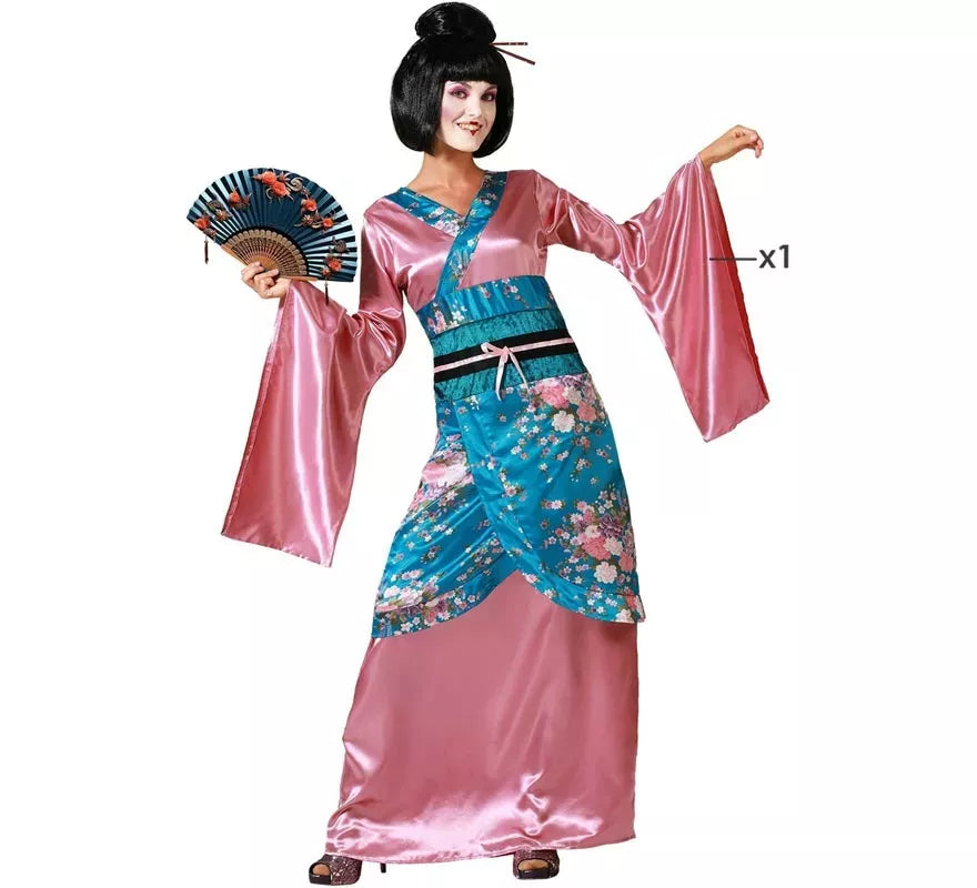 Disfraz de Dama China Kimono Rosa para mujer