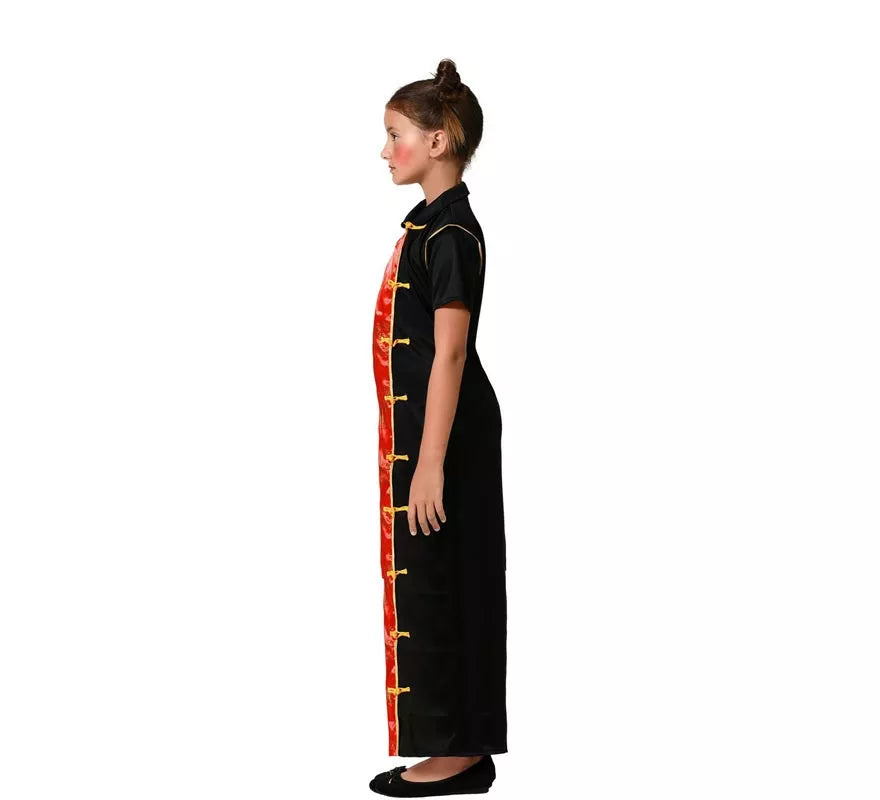 Disfraz de Dama China negro y rojo para niña
