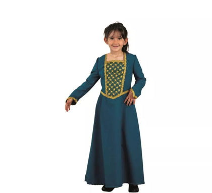 Disfraz de Dama de la Corte azul elegante para niña