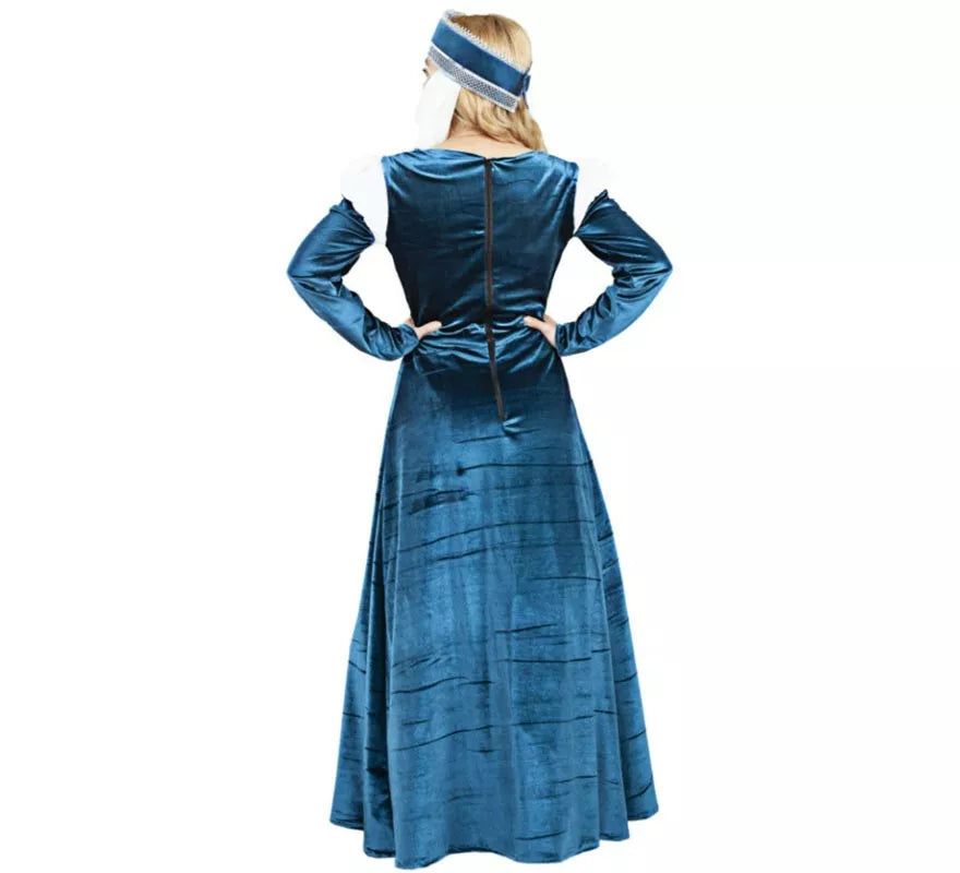 Translation missing: en.Disfraz de Dama de la Corte azul y blanco para mujer