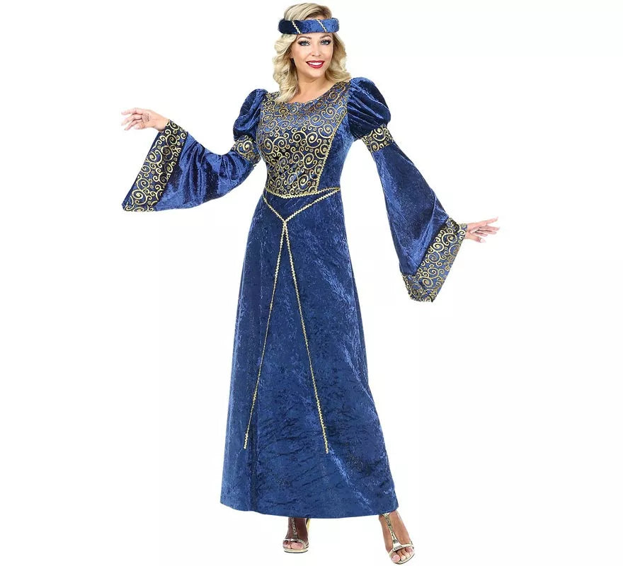Translation missing: en.Disfraz de Dama del Renacimiento azul y dorado para mujer