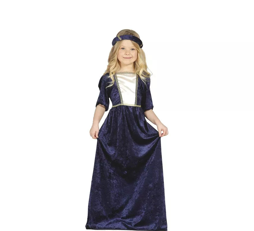 Translation missing: en.Disfraz de Dama Medieval azul para niña