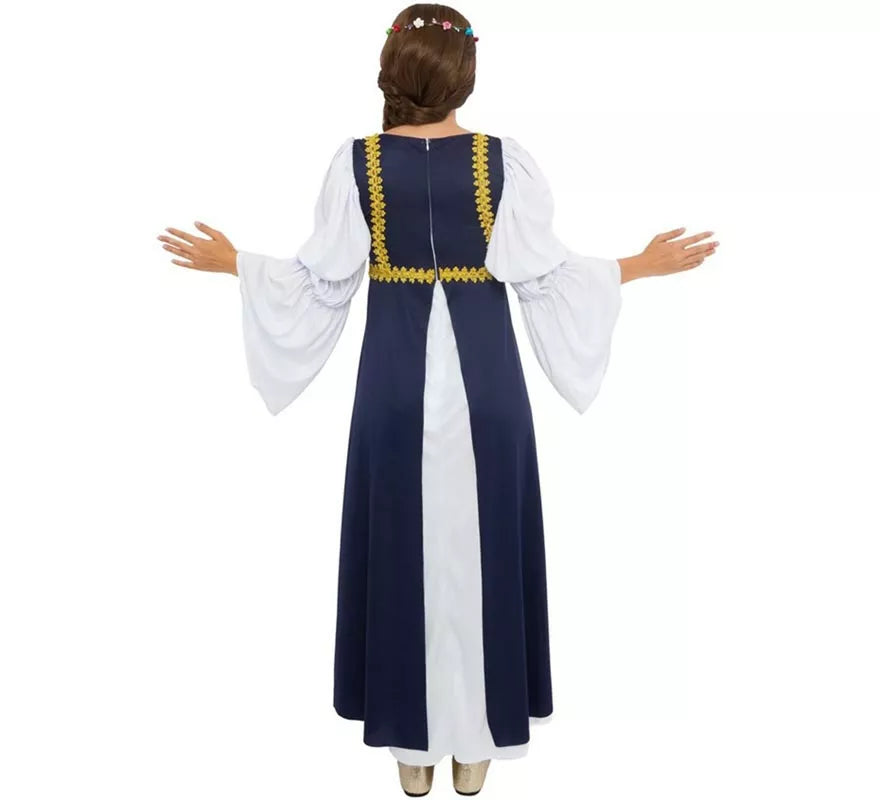 Translation missing: en.Disfraz de Dama medieval azul y blanco para mujer