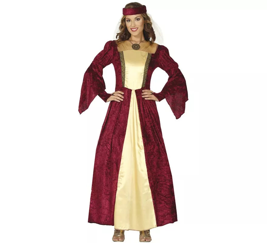 Translation missing: en.Disfraz de Dama Medieval Granate para mujer