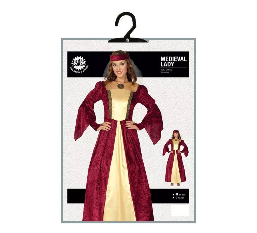 Disfraz de Dama Medieval Granate para mujer