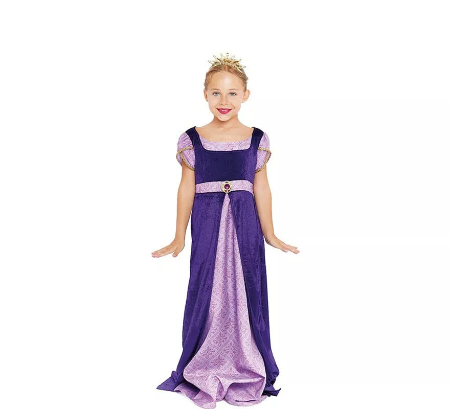Translation missing: en.Disfraz de Dama Medieval morado y lila para niña