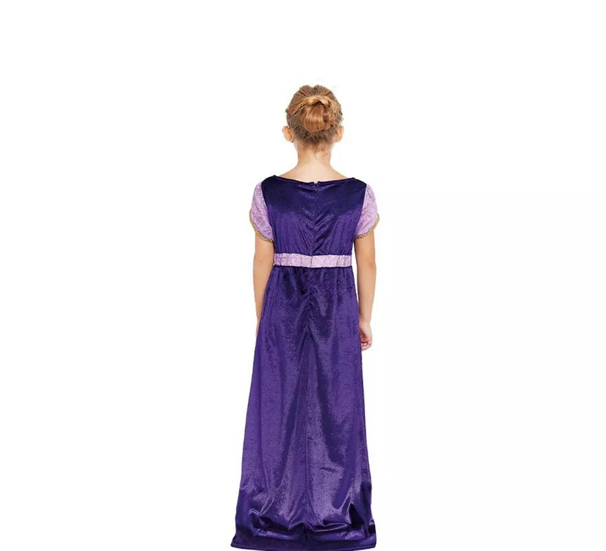 Disfraz de Dama Medieval morado y lila para niña