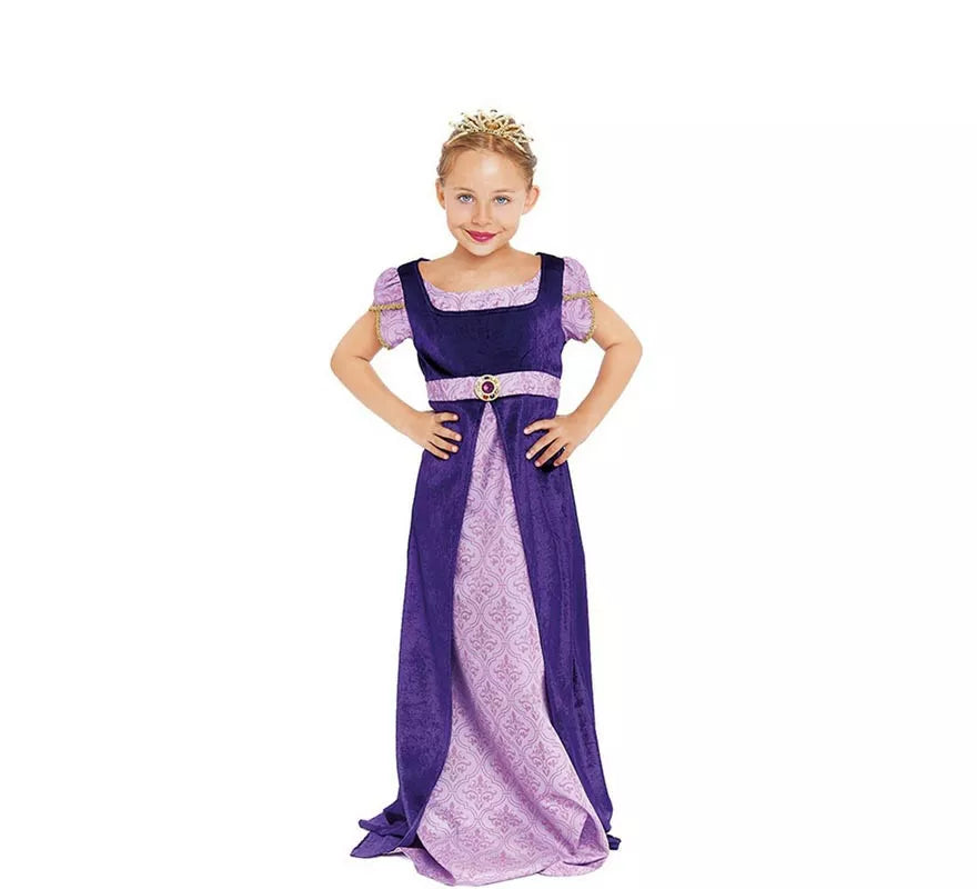 Disfraz de Dama Medieval morado y lila para niña
