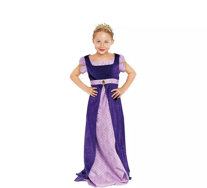Disfraz de Dama Medieval morado y lila para niña