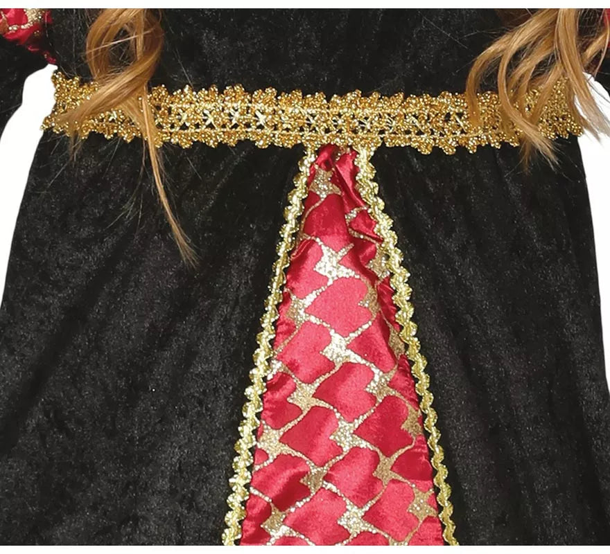 Disfraz de Dama Medieval Negra para niña