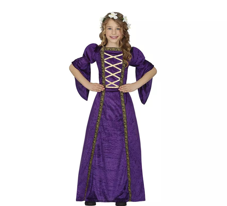 Translation missing: en.Disfraz de Dama Medieval púrpura para niña