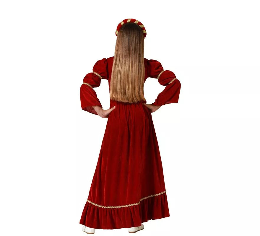 Translation missing: en.Disfraz de Dama Medieval Renacentista rojo para niña