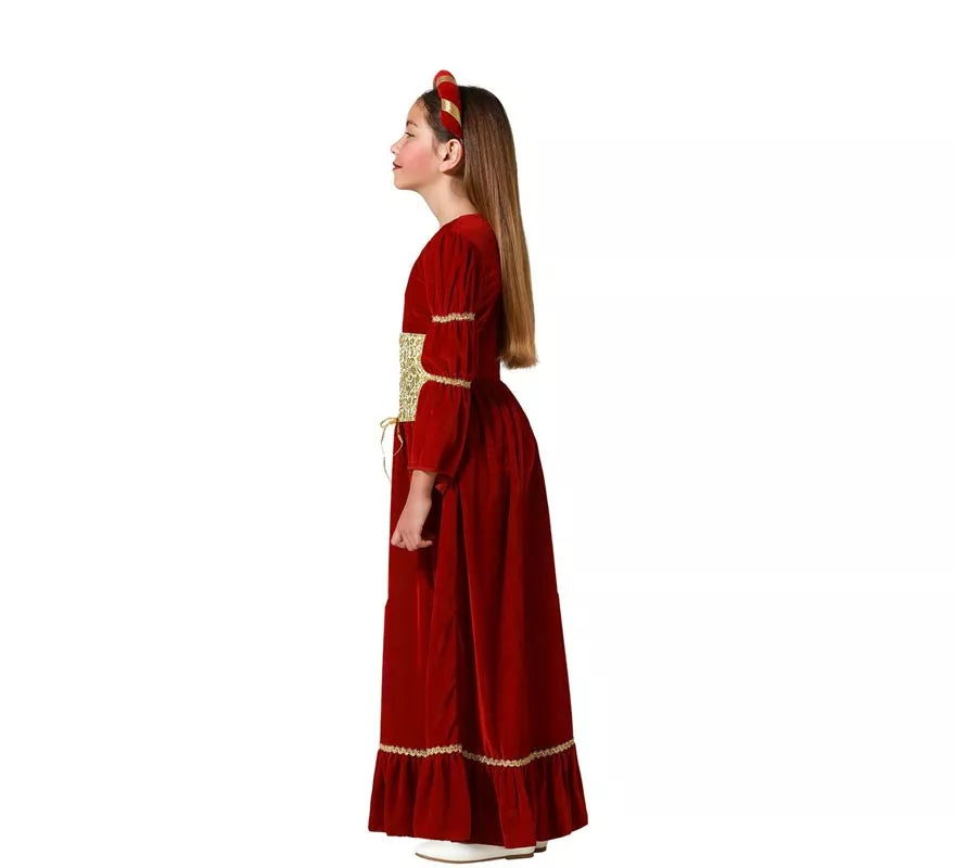 Translation missing: en.Disfraz de Dama Medieval Renacentista rojo para niña