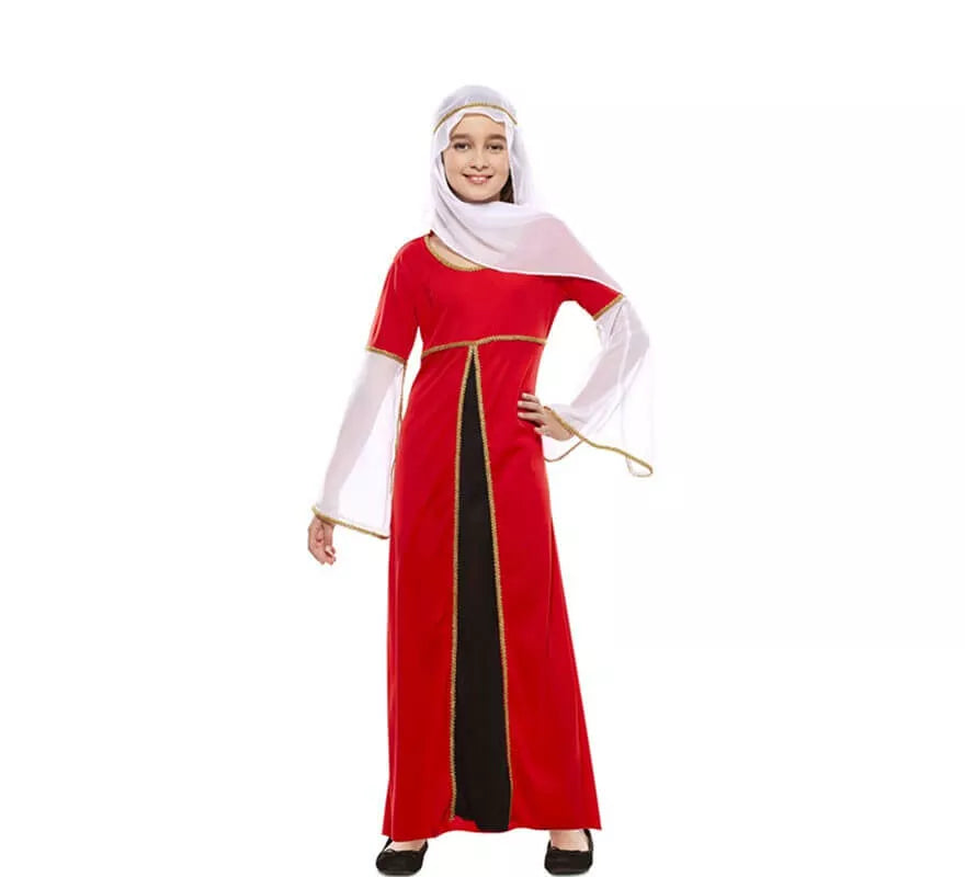 Disfraz de Dama Medieval Roja para niña