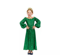 Green printed Medieval Lady costume for girls