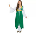 Disfraz de Dama Medieval verde y blanco para mujer