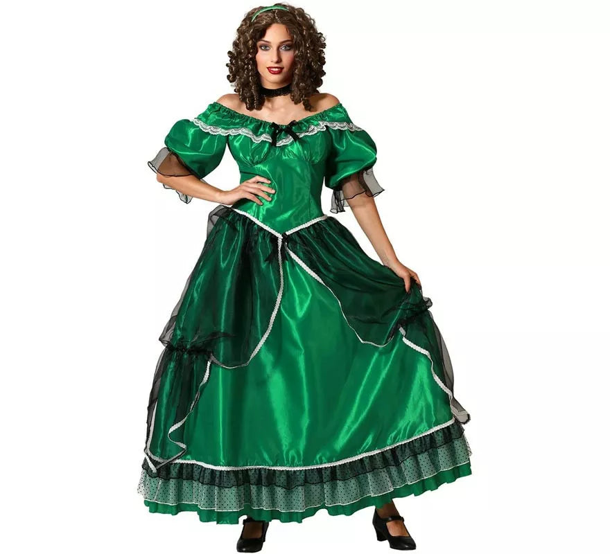 Disfraz de Dama Sureña verde para mujer