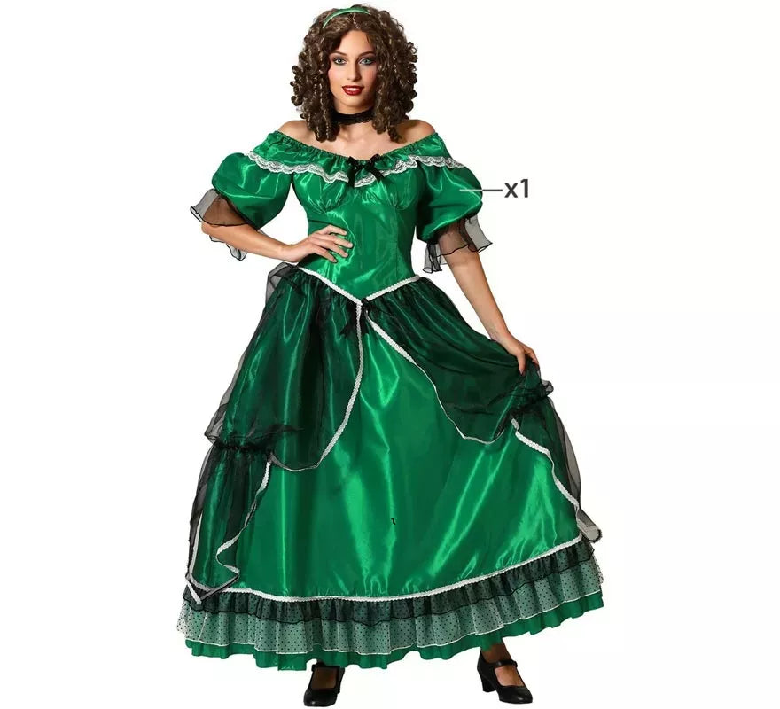 Translation missing: en.Disfraz de Dama Sureña verde para mujer