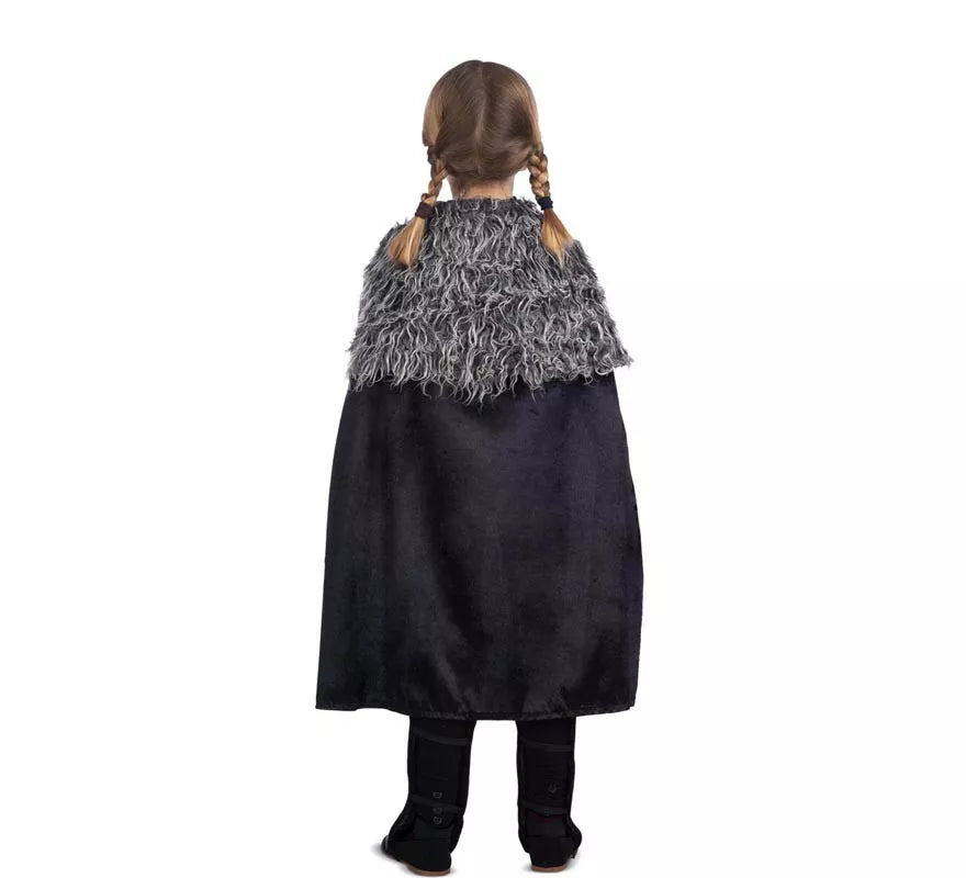 Translation missing: en.Disfraz de Dama Vikinga plateado con capa para niña