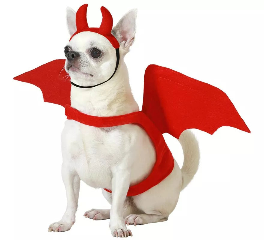 Translation missing: en.Disfraz de Demonio Alado con cuernos para perro