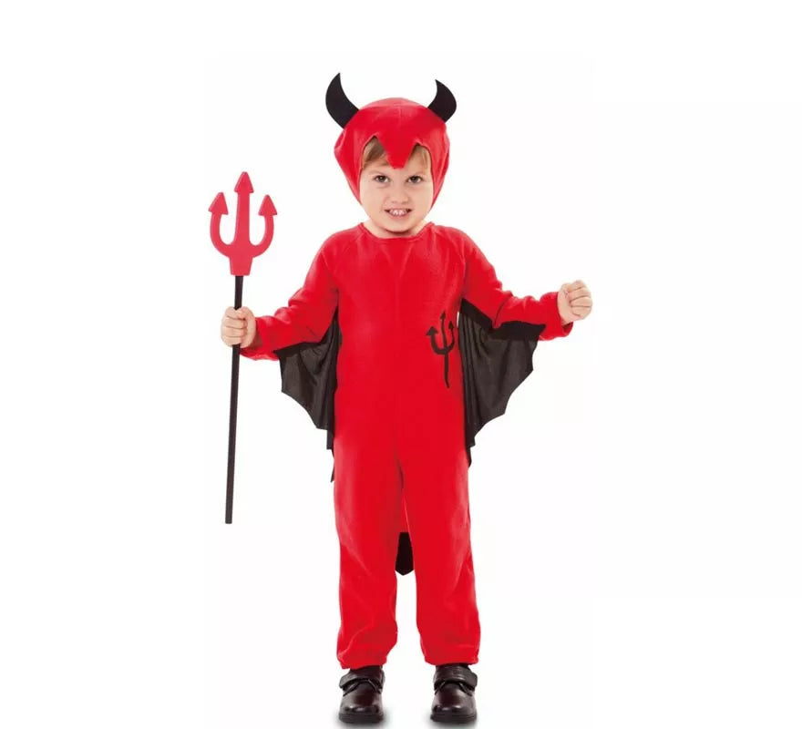 Disfraz de Demonio con tridente dibujado para niño y bebé