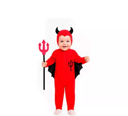 Disfraz de Demonio con tridente dibujado para niño y bebé